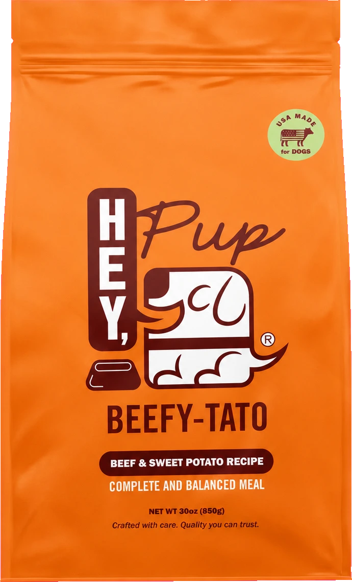 Orange HeyPup Beefy-Tato complete meal bag