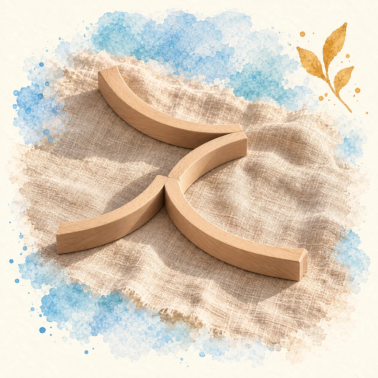 The natural grain and gentle curves of solid beech Abel blocks