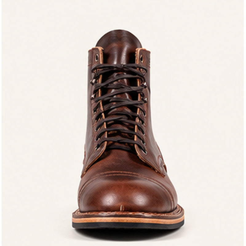 Sherman Toe Cap Boot | Dainite Sole - in Brown Chromexcel