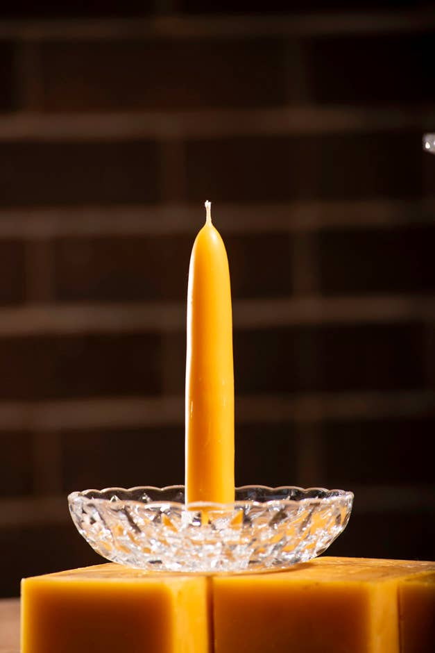 Hand-Dipped Beeswax Candlesticks (Pair)