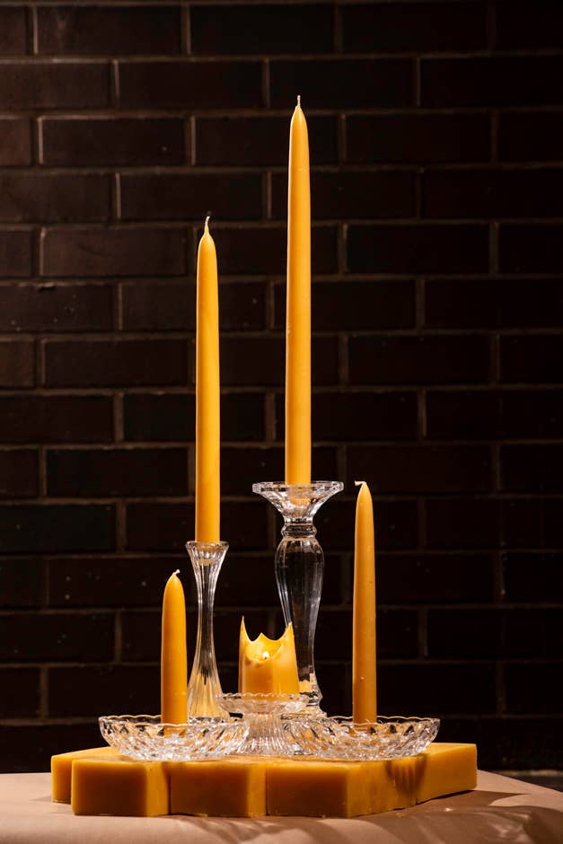 Hand-Dipped Beeswax Candlesticks (Pair)