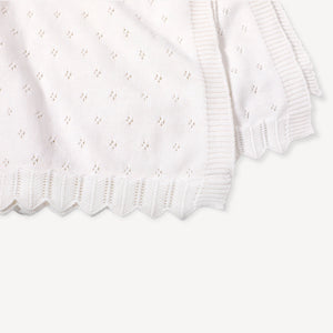 Dove White Classic Pointelle Knit Baby Blanket | Organic Cotton