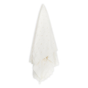 Dove White Classic Pointelle Knit Baby Blanket | Organic Cotton