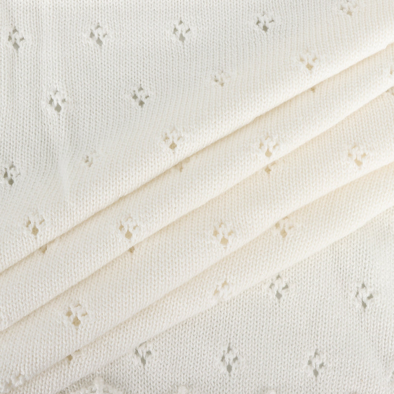 Dove White Classic Pointelle Knit Baby Blanket | Organic Cotton