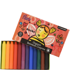 Filana Organic Beeswax Crayons | 12 Classic Colors | Recycled Paper Box