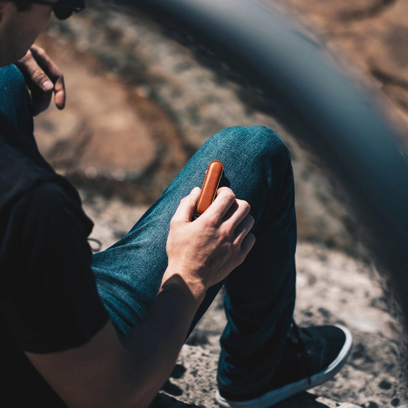 Men’s Keychain | Tan Italian Leather | Marine Grade Steel