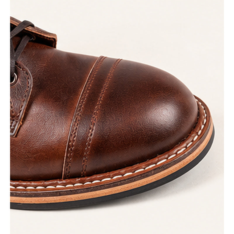 Sherman Toe Cap Boot | Dainite Sole - in Brown Chromexcel