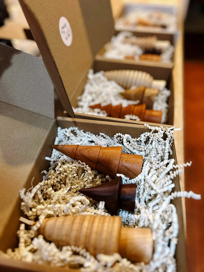 Hand-Turned Mini Woodland Forest Tree Set - Christmas Winter