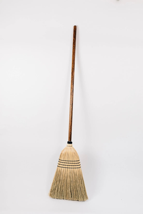 The Everyday Broom — handwoven by Amish makers from natural broom corn with solid oak handle