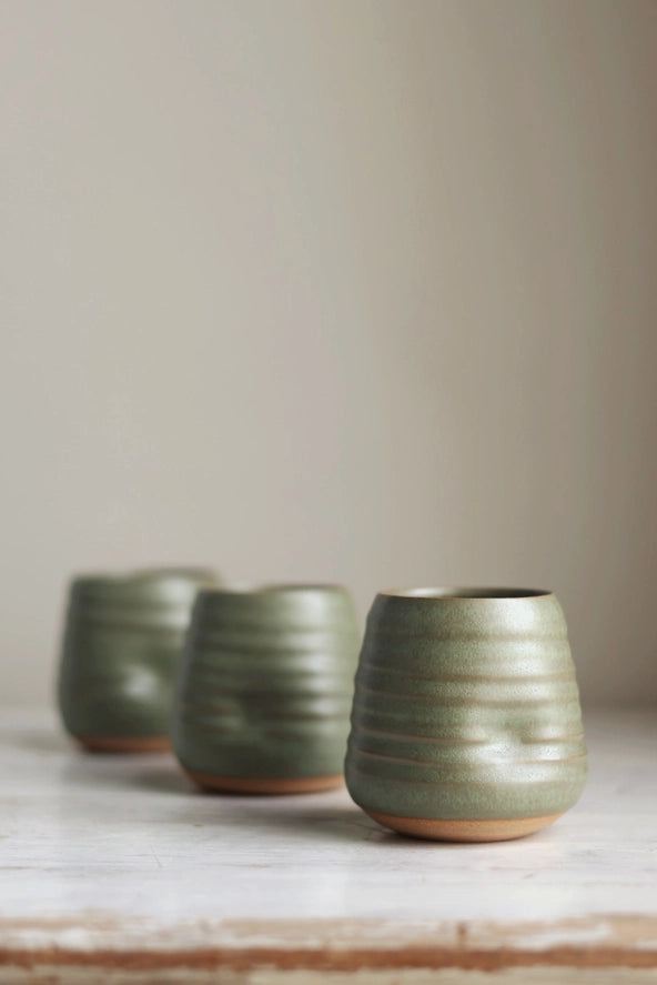 Anytime Cup Green Handmade Pottery Wine + Cocktail Tumbler