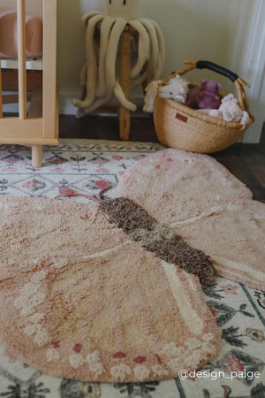 Washable Cotton Butterfly Rug | 8 Pink Shades | Handcrafted
