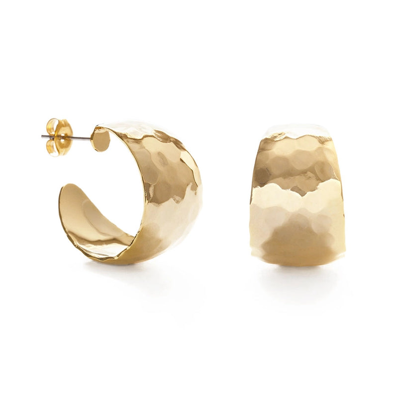 Hammered Gold Hoop Earrings