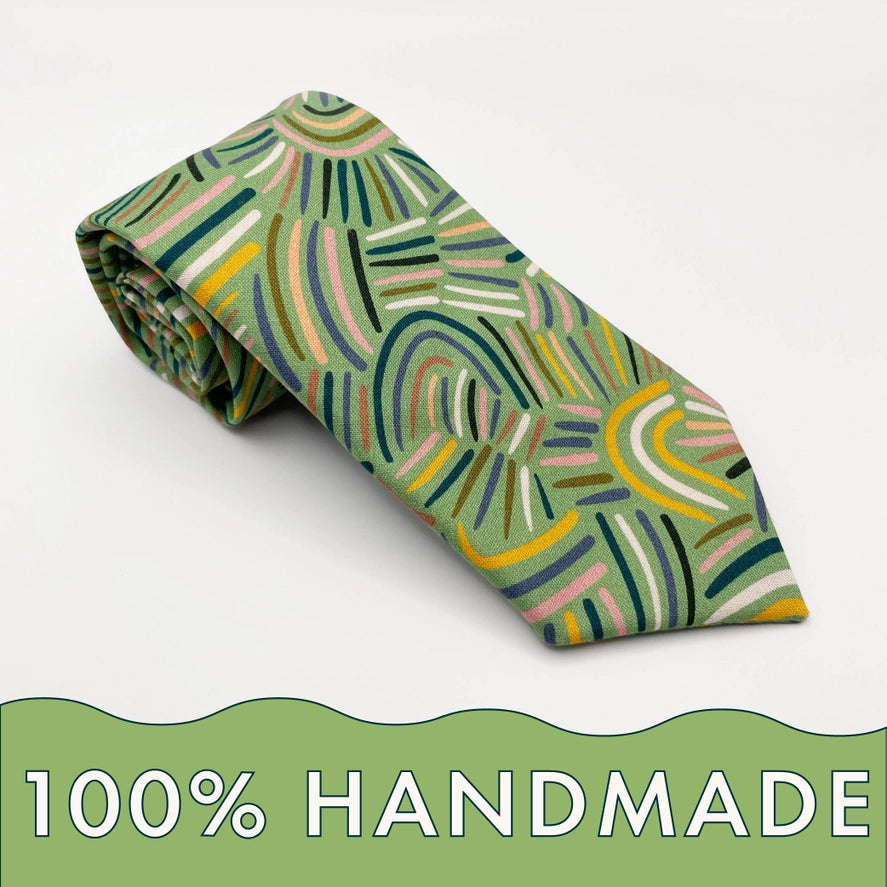 Green Neckties, Desert Rain Storm, Modern Boho Mens Neckties