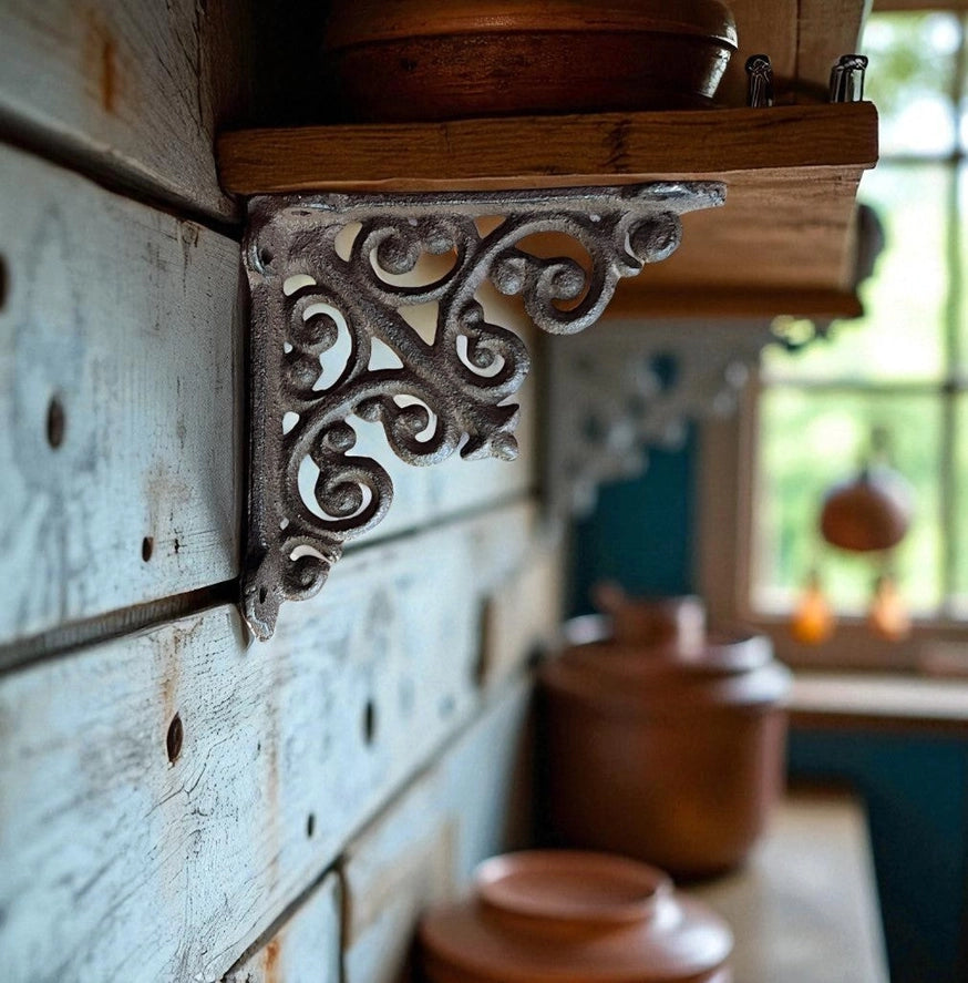 Vintage Scroll Cast Iron Shelf Bracket Rustic Shelf Support