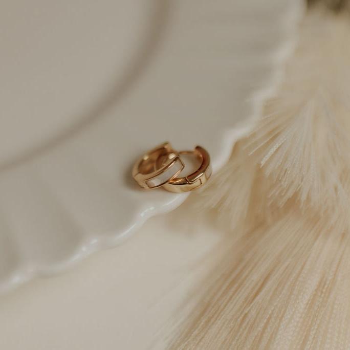 Ruth Mother of Pearl Huggies | Gold Vermeil