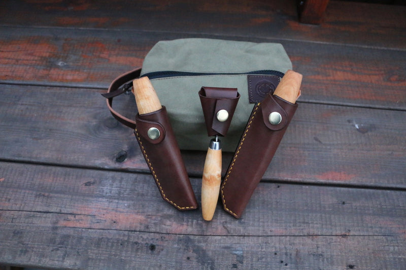 Wood Carving Starter Kit — 3 Knives + Pouch
