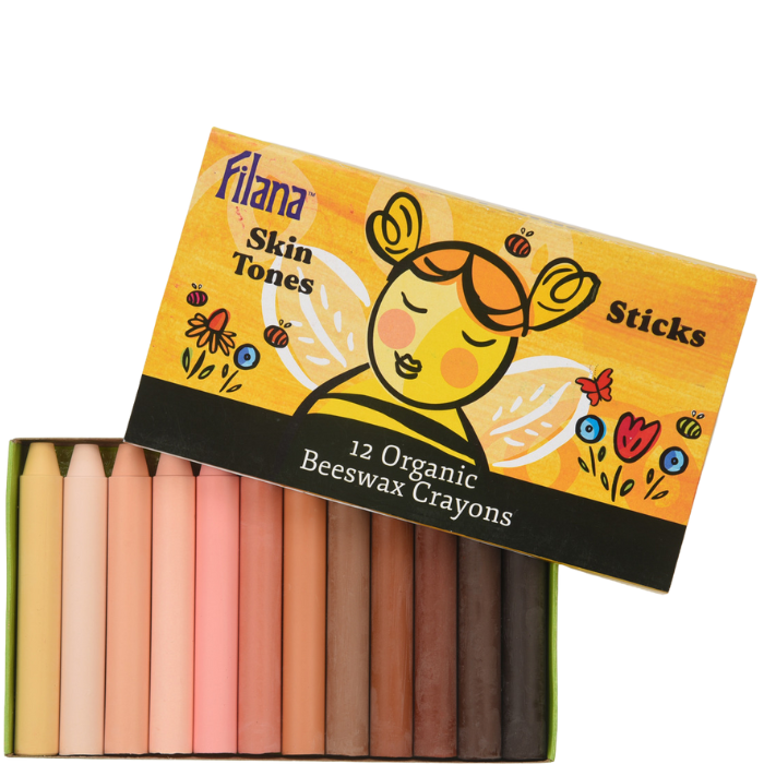 Filana Organic Beeswax Crayons | 12 Skin Tone Colors | Stick Format