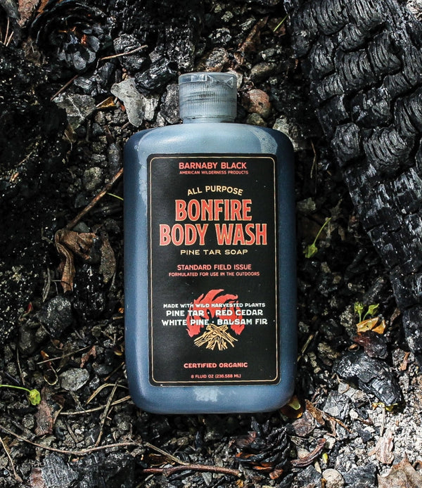 Juniper Ridge Bonfire Body Wash — wild-harvested Pacific Northwest plants in an 8 oz bottle
