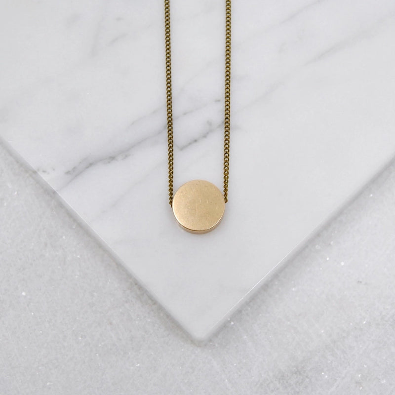 Full Moon Brass Circle Necklace | 24"