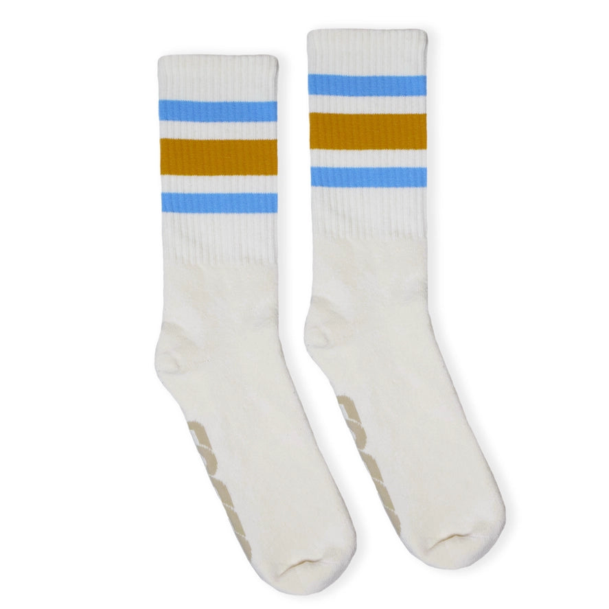 SOCCO Naturals | Columbia Blue & Brass Striped Crew