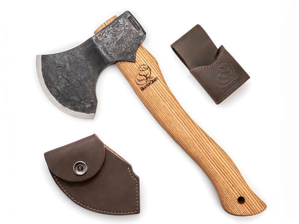AX3 bushcraft hatchet — high-carbon steel, wood handle