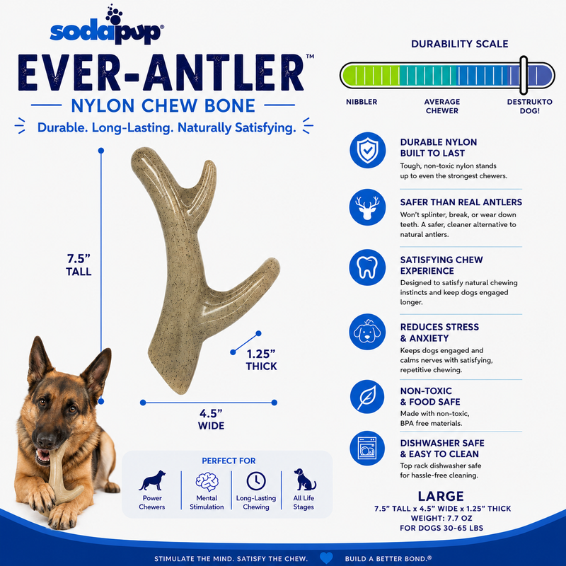 Ever Antler Nylon Chew Bone | Elk Antler Shaped Dog Toy | Made in USA