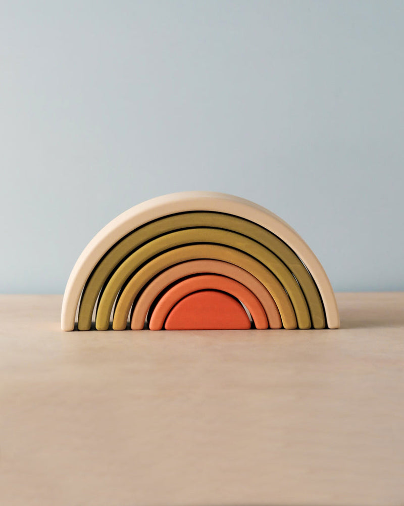 Wooden Rainbow Stacking Arches | Flower Meadow | 6.8" Mini