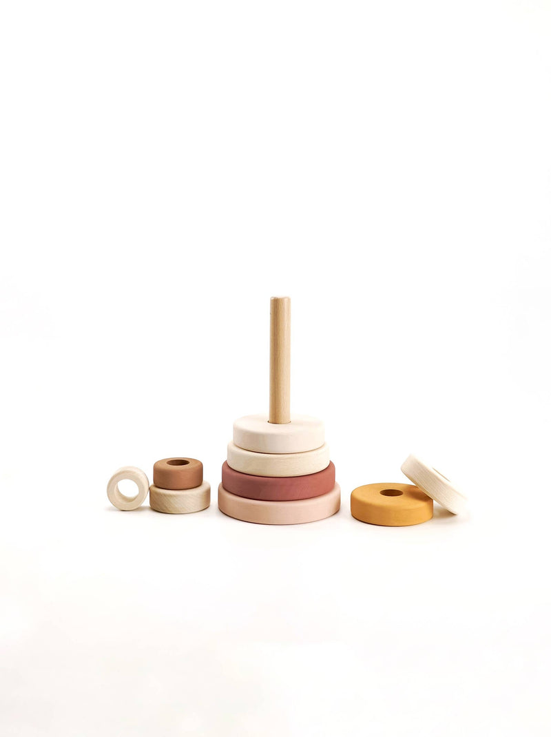 SABO wooden ring stacker with rings off the post