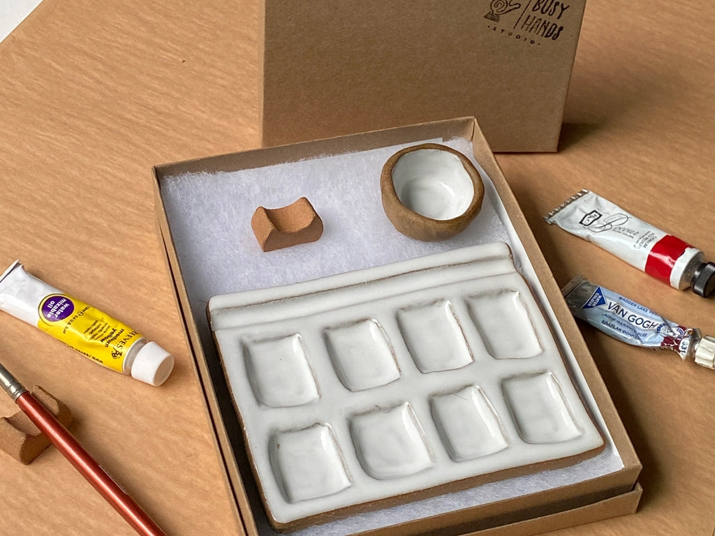 Medium 8-Pan Ceramic Watercolor Artist Paint Palette