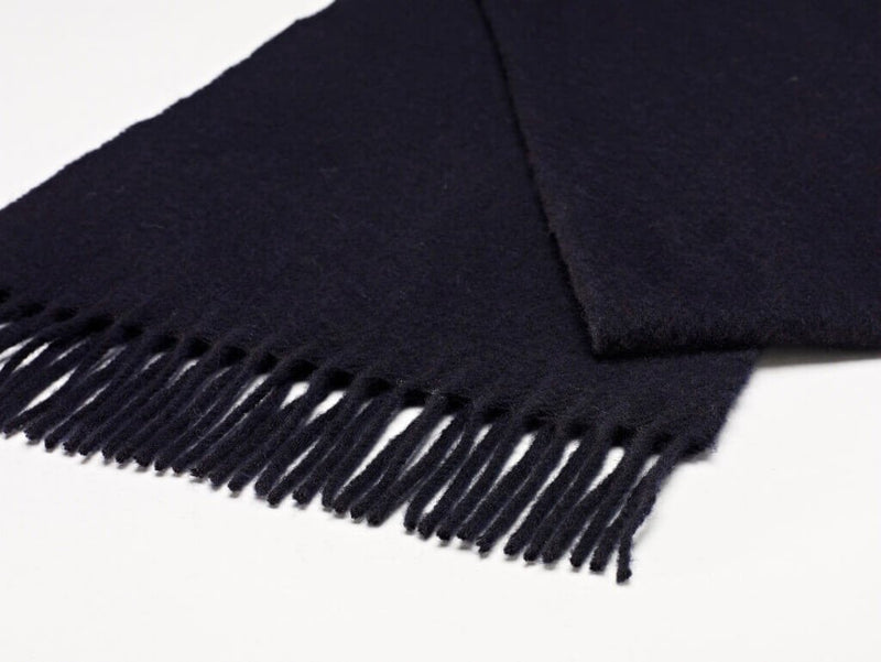 Yorkshire Merino Lambswool Scarf | Plain Navy | 10" x 75"