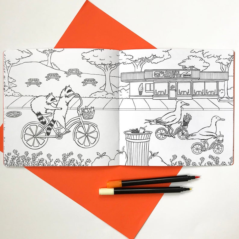 Coloring Book - Animals On Bikes from the Forest To the Town