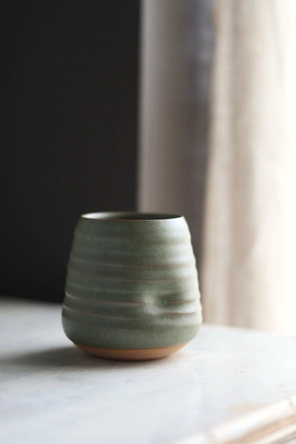 Anytime Cup Green Handmade Pottery Wine + Cocktail Tumbler