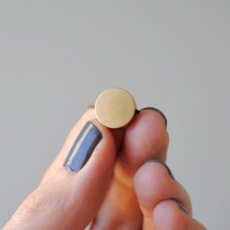 Full Moon Brass Circle Necklace | 24"