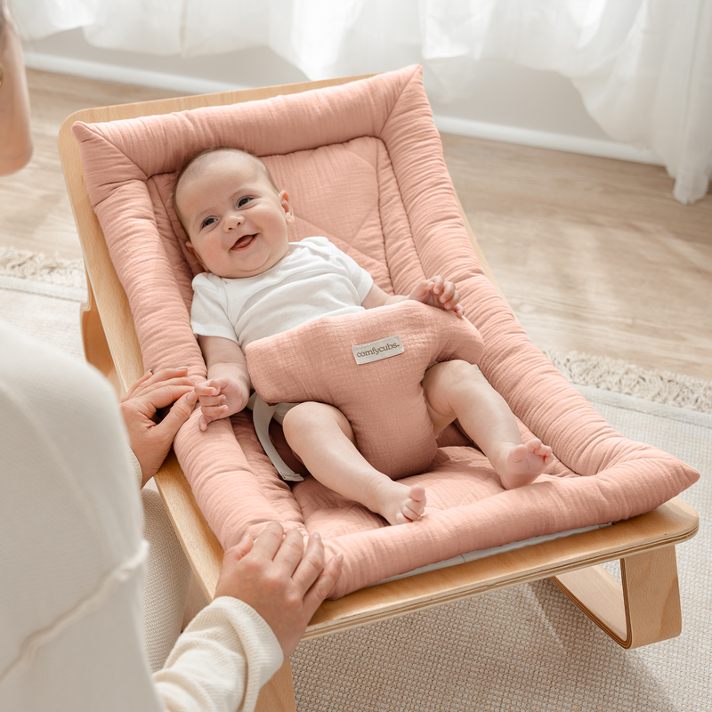 Baby Rocker For Ages 0-24 Months | Beech & Eucalyptus | Removable Muslin Cushion