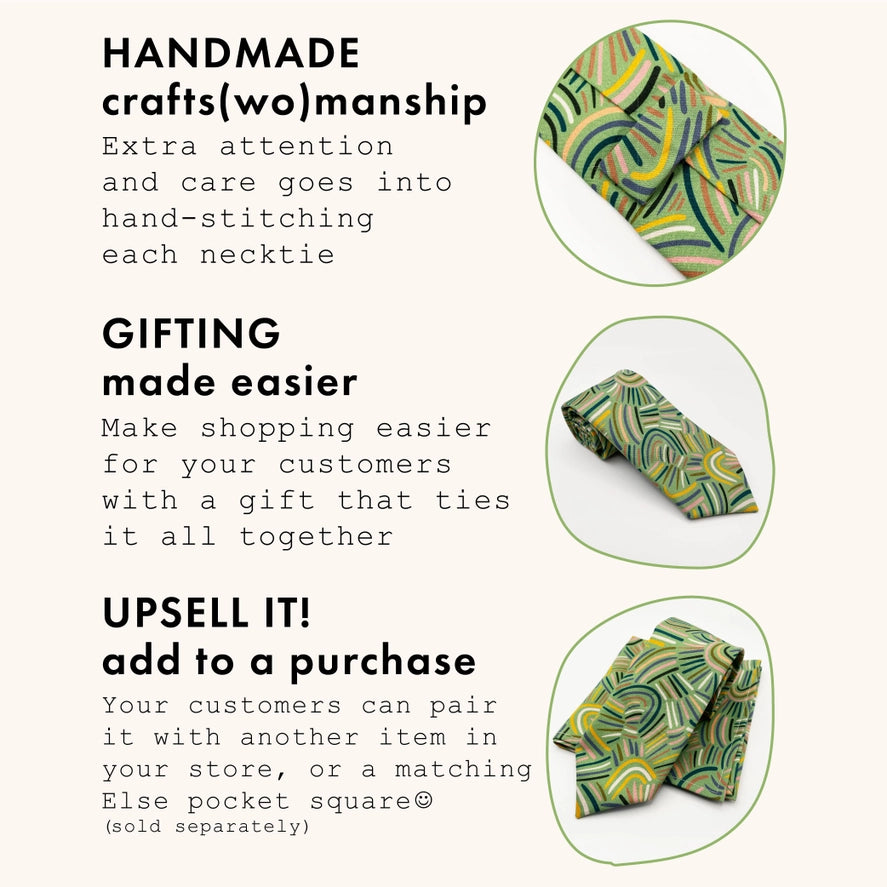 Green Neckties, Desert Rain Storm, Modern Boho Mens Neckties