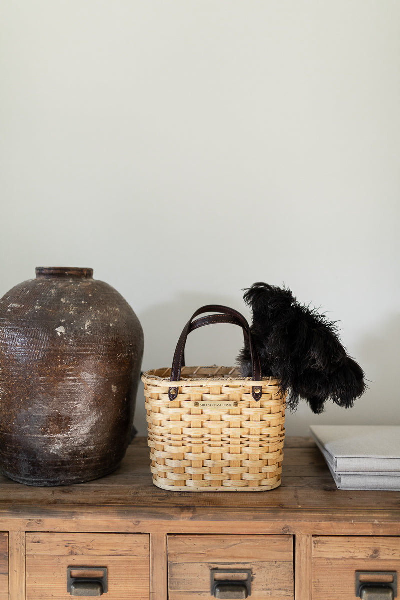 Seagrass Market Basket | 13.5" x 8.5" x 9" | Handwoven by Amish Makers