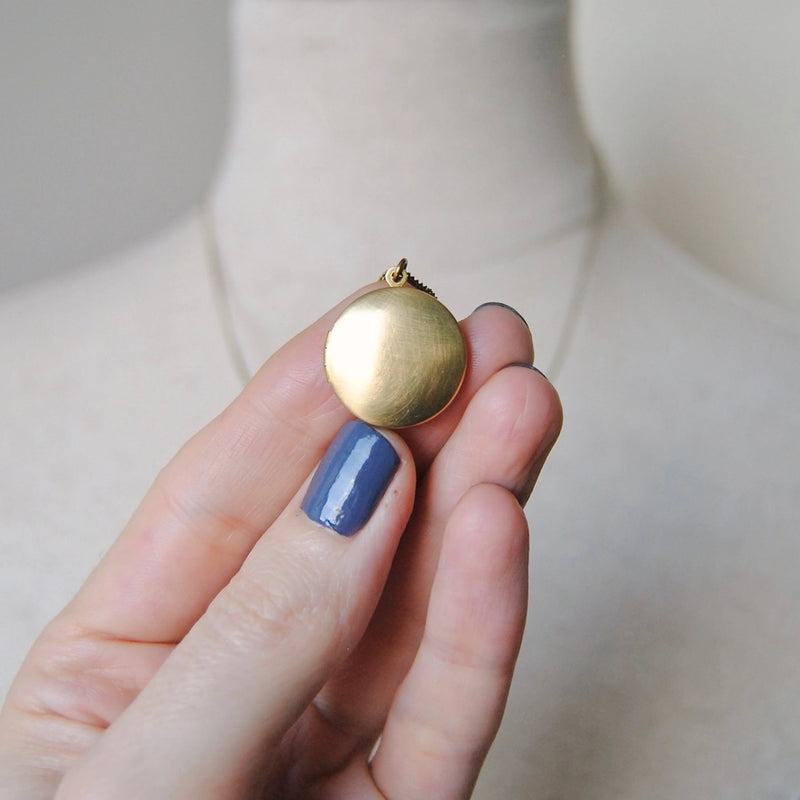 Round Locket Necklace | Brushed Brass