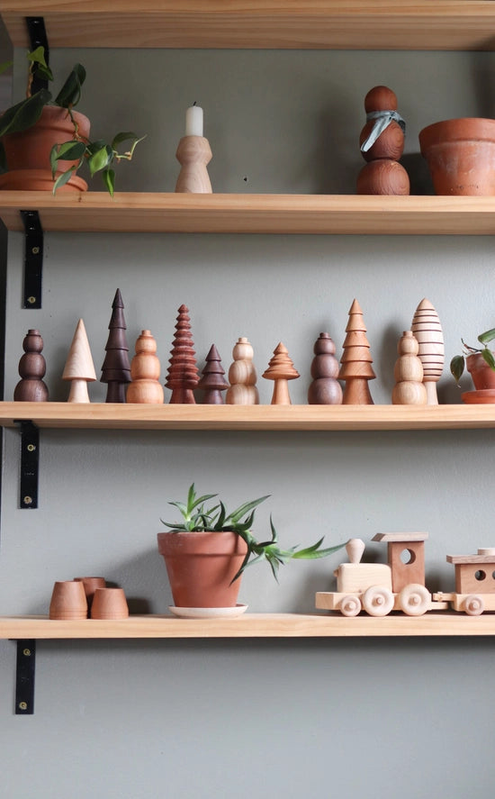 Hand-Turned Mini Woodland Forest Tree Set - Christmas Winter