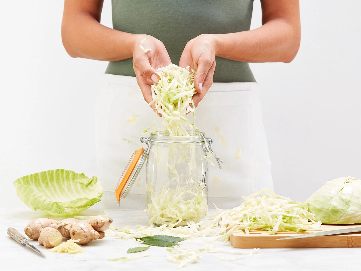 1L Rounded French Glass Storage Jar W Airtight Rubber Seal