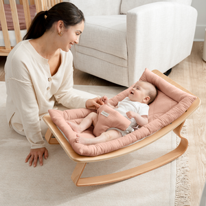 Baby Rocker For Ages 0-24 Months | Beech & Eucalyptus | Removable Muslin Cushion