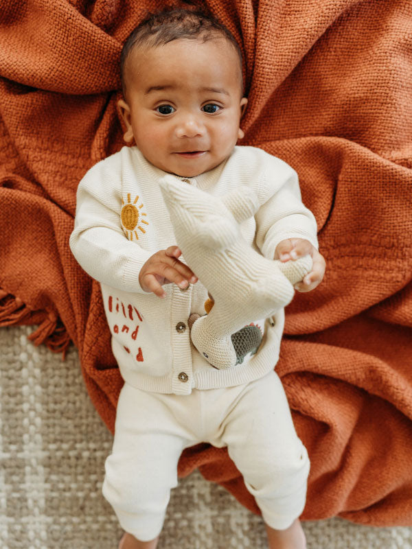 Organic Cotton Knit Stuffed Animal Baby Toy | Soft Plush Dino