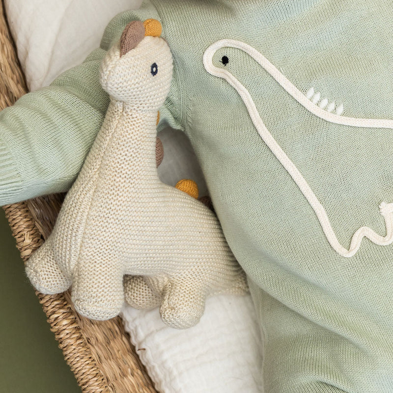 Organic Cotton Knit Stuffed Animal Baby Toy | Soft Plush Dino