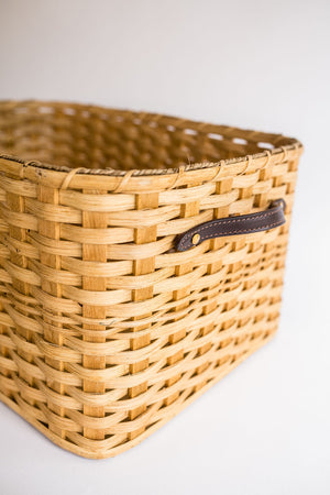 Handwoven Seagrass Laundry Basket | Leather Handles | 23" x 16" x 11"
