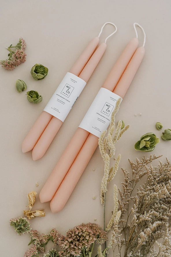100% Beeswax Dipped Taper Candles | All Natural, Handmade