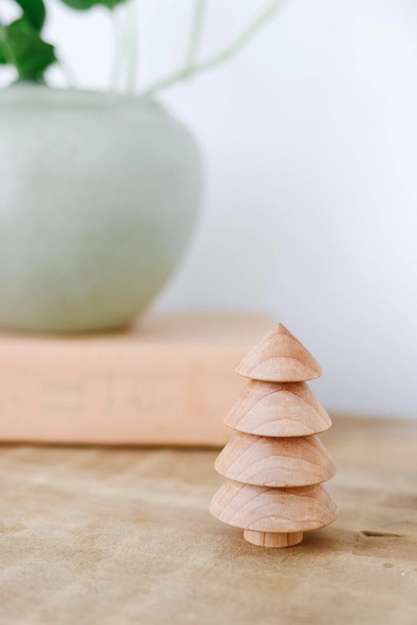 Hand-Turned Mini Woodland Forest Tree Set - Christmas Winter