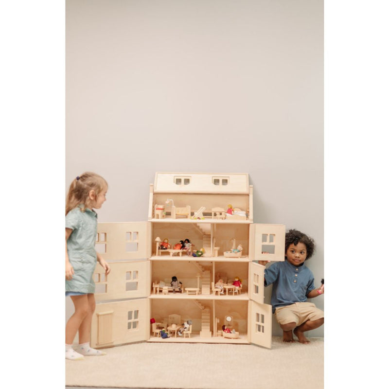 Grand Victorian Dollhouse | 4-Floor Rubberwood | 24.76" x 13.19" x 28.03"