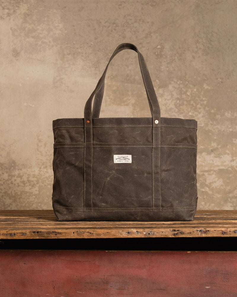 Waxed Canvas Daily Tote | 14 oz Duck Canvas | 17" x 12.5" | 7 Pockets | USA