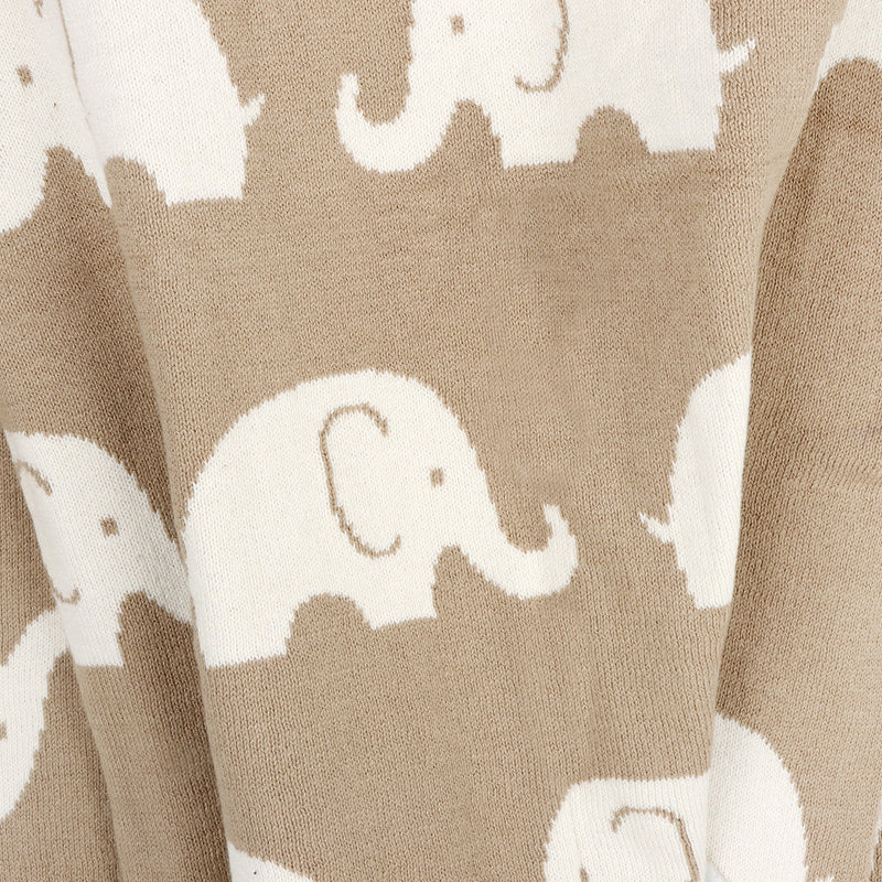 Elephant Trail Organic Jacquard Knit Baby Blanket