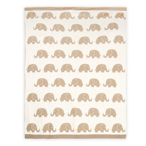 Elephant Trail Organic Jacquard Knit Baby Blanket