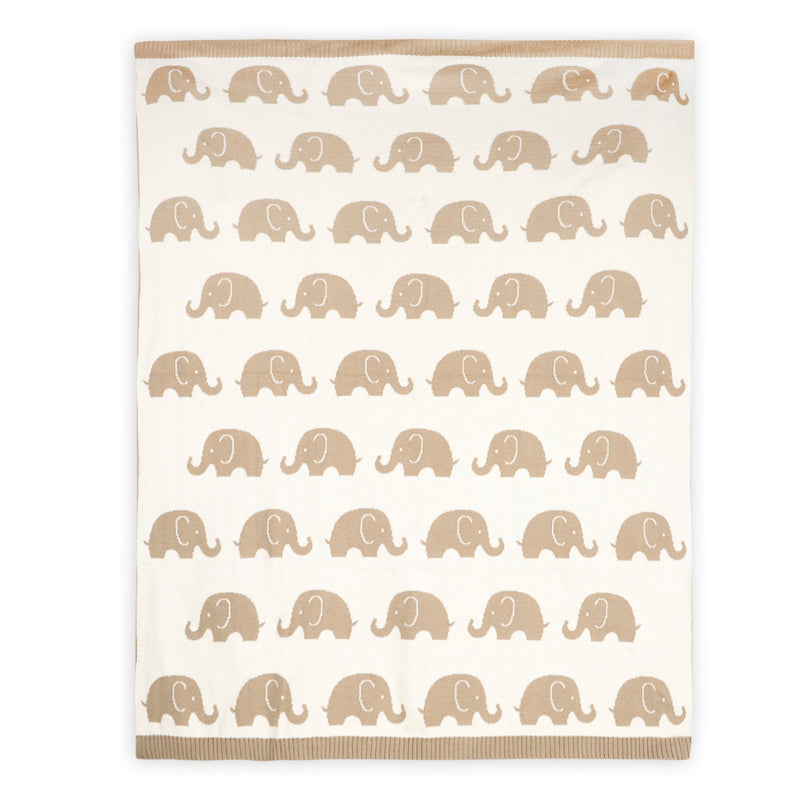 Elephant Trail Organic Jacquard Knit Baby Blanket
